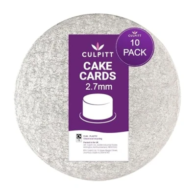 Image of Culpitt 6&quot; Round Cake Boards Silver 2.7mm Cards For Celebration Cakes, Birthday Treats, Tiers, Cupcakes, and More! 6 inch, Pack Of 10