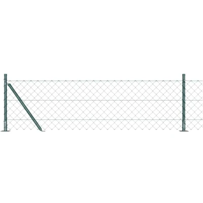 Image of vidaXL Chain Link Fence with 7 Flanged Posts 0,4x10 m Galvanised Steel