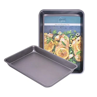 Image of YöL Non Stick Rectangular Carbon Steel Baking Tray Tin for Oven Use 37x26x4.5cm Home Kitchen Baking, Roasting, Cooking