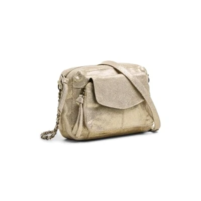 Image of Pieces Women&#039;s Pcnaina Leather Cross Body Fc Noos Shoulder bag, Gold Colour/Aop: Snow., 20cm x 14cm 5 5cm UK