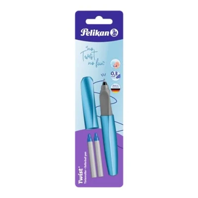 Image of Pelikan 811286 Twist R457 Rollerball Pen, Frosted Blue, 1 2 Refills
