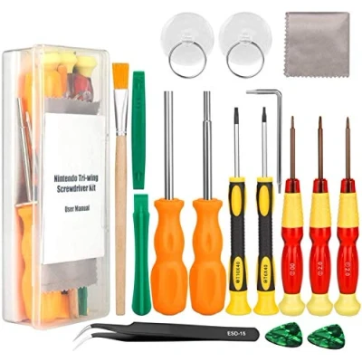 Image of POFET17pcs Triwing Screwdriver for NS Switch and Gaming Devices, 3DS, XL 2DS, NES, SNES Classic, Wii Consoles/NDS/NDSL/GBA Precision Screw Driver Game Bit Set