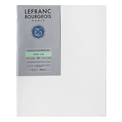 Image of Lefranc &amp; Bourgeois 111205 Stretcher Frame Made from 100% Linen in Premium Quality, Ready to use, Primed with Titanium Dioxide Gesso, Side Nailed on Solid Pine Wood 6F