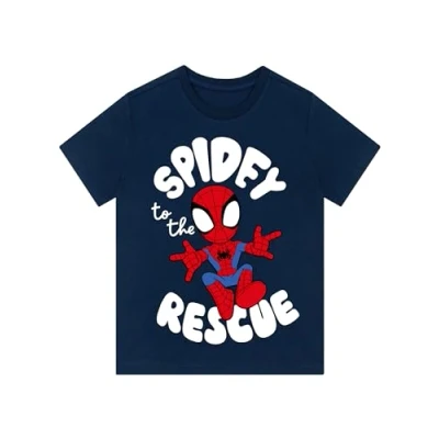 Image of Marvel Spiderman T Shirt Spidey and His Amazing Friends Boys Tshirt Boys&#039; Shirts Navy 9 10 Years