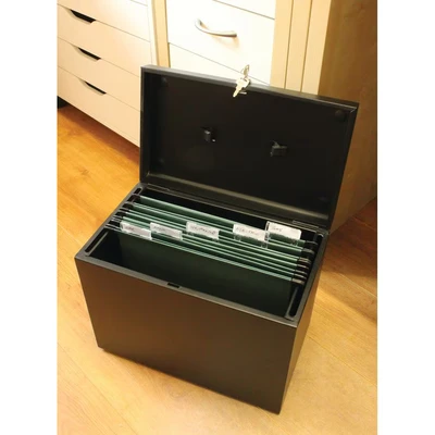 Image of Cathedral Metal File Box Home Office A4 Black