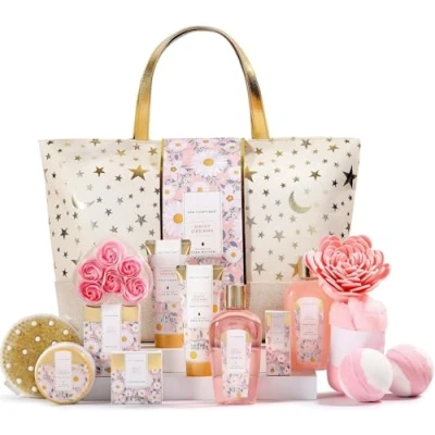 Image of Gifts for Women Spa Luxetique Gift Set,15pcs Bath Set with Essential Oil,Bubble Bath,Body Butter,Luxury Pamper Gifts,Ladies Gifts,Gifts Mum,Birthday Her, Christmas