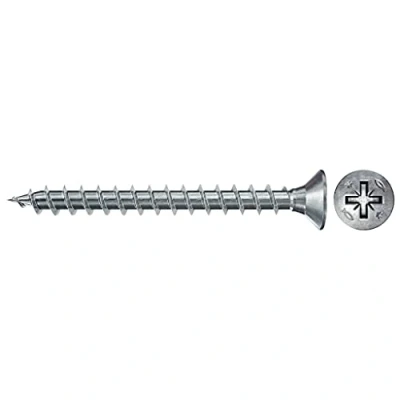 Image of fischer 670038 FPF Power Fast II 3.0 x 30mm Chipboard Wood Screws, Countersunk Head with Phillips, Fully Threaded, Galvanised Blue Passivated, Box of 200