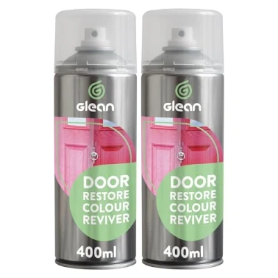 Image of GLEAN Door Restore Colour Reviver Aerosol 2 x 400ml RESTORES Faded Surfaces uPVC Restorer, Composite Fibreglass (GRP), Front Door, Window &amp; Decking Restorer