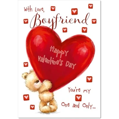 Image of doodlecards Boyfriend Valentine&#039;s Day Card Teddy and Giant Love Heart Large A4 Size with Plain Envelope