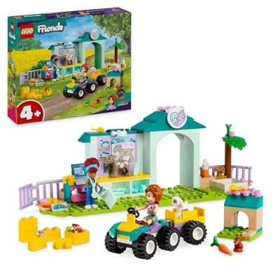 Image of LEGO Friends Farm Animal Vet Clinic Set with Toy Tractor for 4 Plus Year Old Girls, Boys &amp; Kids, Includes Rabbit, Goat Figures, 2 Mini Doll Characters and Food Elements Role Play, Gift Idea 42632