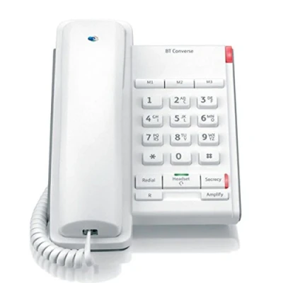 Image of BT Converse 2100 Corded Landline House Phone, 3 Quick Dial Buttons, Headset Socket, White