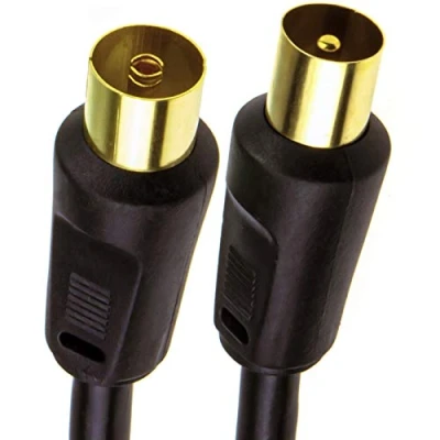 Image of kenable RF Coaxial TV Aerial Lead Coax Plug to Socket Black RG59 Cable GOLD 0.5m [0.5 metres]