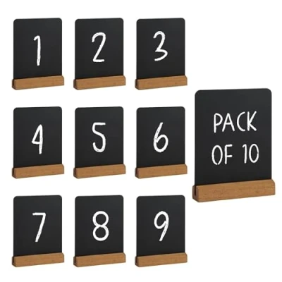 Image of Mini Chalk Board 10.5 x 8cm Pack of 10, Number Sign Board, Easy Wipe, Durable, Menu, Restaurant, Display, Weddings, Birthday, Café Tabletop, Events, Functions, Reserved Signs for Tables