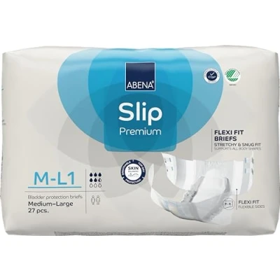 Image of Abena Slip Flexi Fit Premium Incontinence Briefs, Level 1, (Medium to Extra Large), Medium/Large, 27 Count