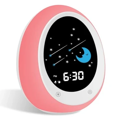 Image of ANNNGUL Kids Alarm Clock, Grow Clock with Sun &amp; Moon, Sound Machine, Nap Timer, Sleep Training for Toddlers, Child