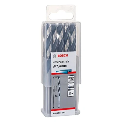 Image of Bosch Professional 10 Piece PointTeQ HSS Twist Drill Bit (for Metal, 7.4 x 69 109 mm, Driver Accessories)