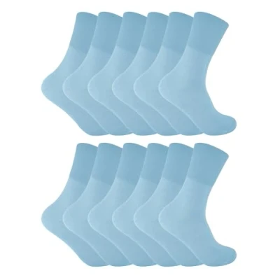 Image of 12 Pack Ladies Non Elastic Thermal Diabetic Socks Sock Snob Women Soft Top for Poor Circulation (4 8, Light Blue)