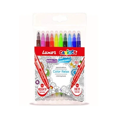 Image of Luxor Carioca : Birello Dual and Felt Tip Nib Sketch Pens with Washable Ink (Assorted Color 10 Pieces)