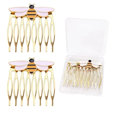 Image of YHZMY 2 Pcs Hair Combs Slides For Women Decorative,Alloy Bee Combs,Gold Honeybee Side Comb Fine Thick Hair,Hair Accessories With Portable Plastic Case