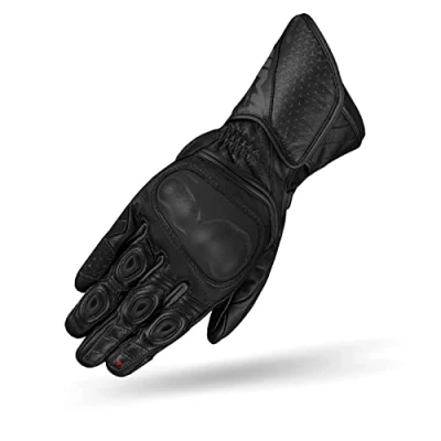 Image of SHIMA ST 3 Motrocycle Gloves for Men Touchscreen Summer Sport Leather Biker Riding with Carbon Knuckle Protector, Palm and Finger Sliders, Reinforced (Black, M)