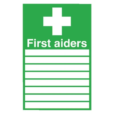 Image of Signs &amp; Labels Safety Sign First Aiders in PVC, 300mm x 200mm