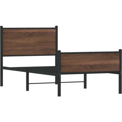 Image of vidaXL Metal Bed Frame without Mattress Brown Oak 80x200 cm