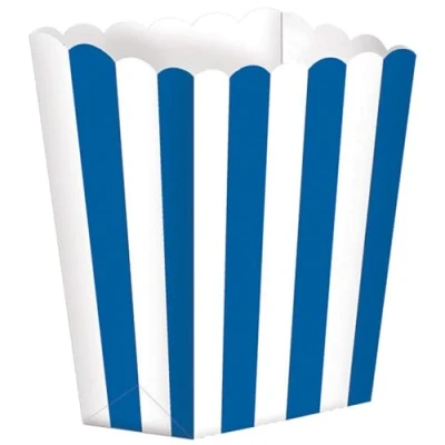Image of amscan Royal Blue Striped Scalloped Popcorn Boxes 5 Pcs