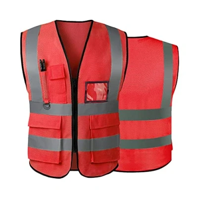 Image of AKEIVN Hi Vis Vests for Women Men High Visibility Reflective Safety Security Vest with Pockets Zipper Front Meets ANSI/ISEA Standards（Small,Red(mesh)) (AKEIVN)