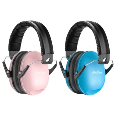 Image of ProCase Kids Ear Defenders, SNR 27dB Noise Cancelling Headphones for Toddler Children, Sound Proof Earmuffs Autism, Hearing Protection Airplane Sleep Fireworks 2 Pack, Lightpink &amp; Blue