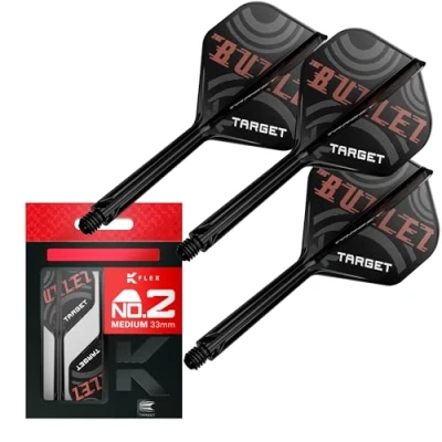 Image of TARGET Darts Stephen Bunting K Flex Flights and Shaft System, No.2 Pack of 3 Kflex All In One Flights, Player Edition Accessories Dart Stem Medium (33mm)