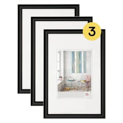Image of walther Design Picture Frame Black 30 x 40 cm 3 Pack, Trendstyle Plastic KP040B3