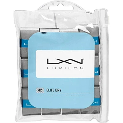 Image of Luxilon Overgrip, Elite Dry Pack of 12, Grey, for Tennis Rackets, WRZ470712