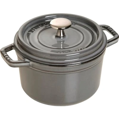 Image of STAUB Cast Iron Roaster/Cocotte, Round, 14 cm, 0.8 L, Graphite Grey