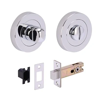 Image of HANDLEZONE® Bathroom Toilet Door Thumb Turn and Release Deadbolt Kit Polished Chrome 76mm Bolt with 57mm Backset