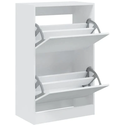 Image of vidaXL Shoe Cabinet White 60x34x96.5 cm Engineered Wood