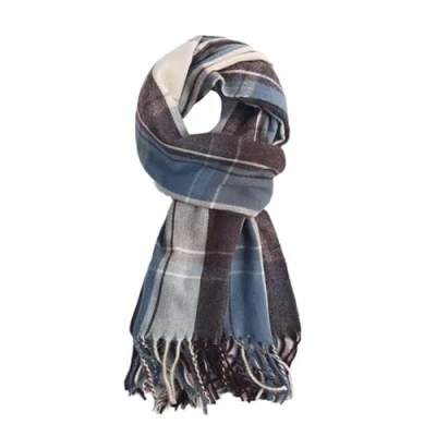 Image of WUFGWBD 1 Piece Plaid Scarf, Retro Versatile Winter Warm Soft Tassel Scarf