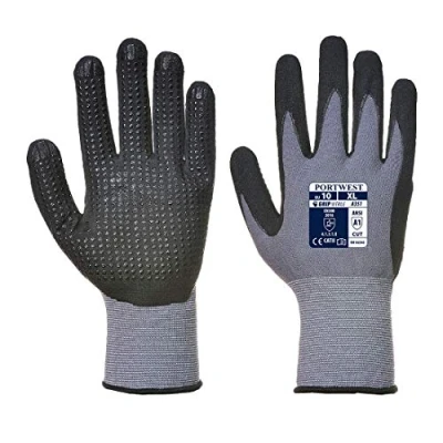 Image of Portwest A351 Lightweight DermiFlex Plus Glove Grey/Black, Medium