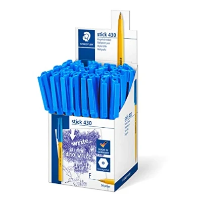 Image of STAEDTLER Stick 430 F 3CP5 Ballpoint Pen Fine Tip Blue (Pack of 50)