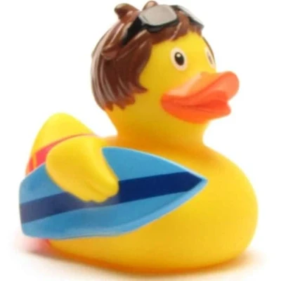 Image of Duckshop Squeaky Duck Surfer Boy I Bath L: 8 cm Includes Keyring in Set