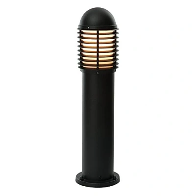 Image of Louvre Outdoor Bollard Light Matt Black, Opal Polycarbonate IP44, E27