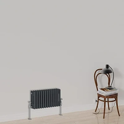 Image of Warmehaus Horizontal Triple Panel Traditional Column Designer Radiator 300x607mm Cast Iron Anthracite Central Heating Radiators