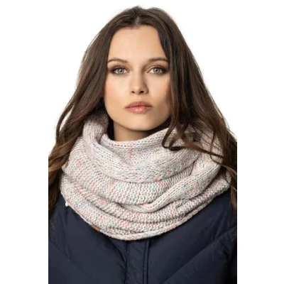 Image of Vivisence Stylish And Elegant Women’S Winter Snood Scarf Thick Warm For Ultimate Comfort Crafted Perfect Accessory Staying Cozy Chic During Cold Weather, White Melange,UNI