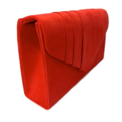 Image of LeahWard Women&#039;s Suede Clutch Handbags Purse Wedding Bags 308 (Red)