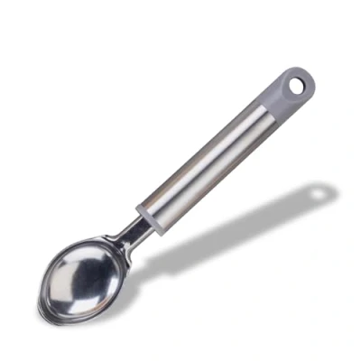 Image of Fackelmann MODE Ice Cream Scoop, Spoon &amp; Server, With Hanging Loop, Stainless Steel, 21.5x4.3x2cm, Grey Silver