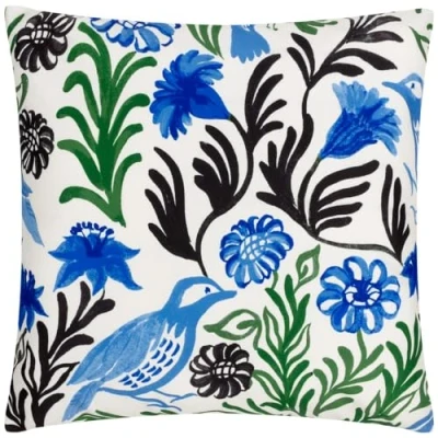 Image of furn. Aljento Floral Outdoor Cushion Cover Blue Size 43 cm x