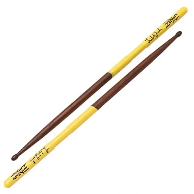 Image of Zildjian Artist Series Hickory Drumsticks Trilok Gurtu Wood Tip Walnut Stain Yellow DIP Natural