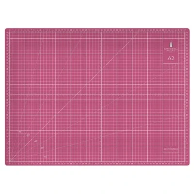 Image of Cathedral Products A2 Double Sided Self Healing Cutting Mat 3mm Thick Metric and Imperial Grids Pink