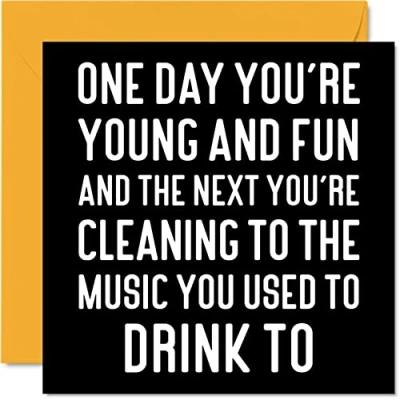 Image of Funny Birthday Cards for Women Men Music You Used To Drink Rude Him Her Mum Dad Brother Sister Friend Colleague, 145mm x Joke Humour Banter Bday Greeting