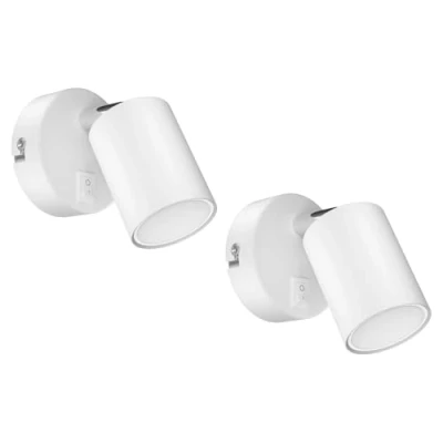 Image of ledscom.de 2 Wall spot WAIKA with Switch White matt GU10 LED lamp Warm 3 Step dimming: max. 500lm Each