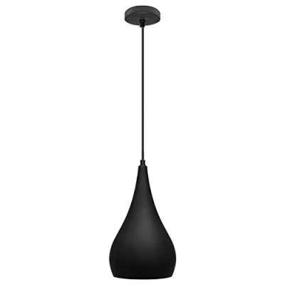 Image of Modern Teardrop Pendant Ceiling Light Black Shade Contemporary Hanging Lamp M0141F